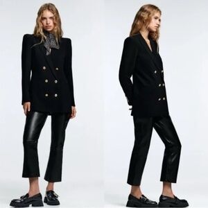 Zara Blogger’s favorite Black Double Breasted Blazer RARE Luxury Minimalist S